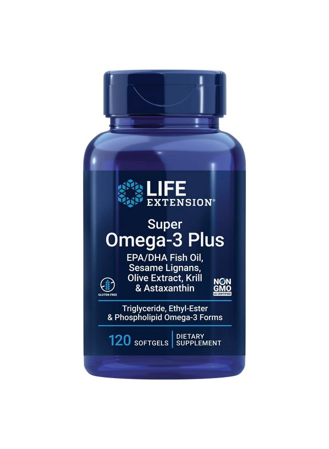 Life Extension Super Omega3 Plus Epa/Dha Fish Oil Sesame Lignans Olive Extract Krill & Astaxanthin Glutenfree Nongmo 120 Softgels  - Image 2