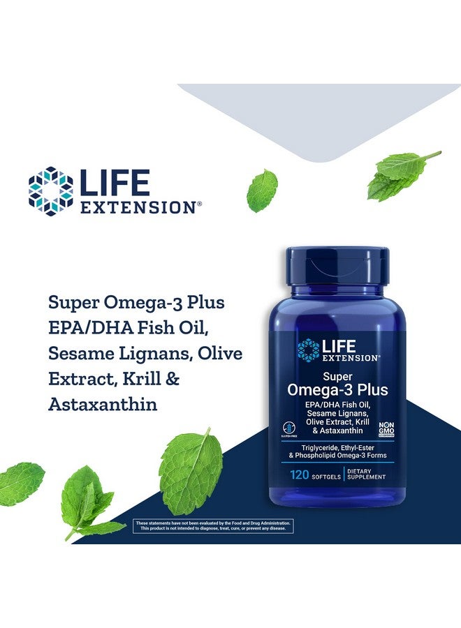 Life Extension Super Omega3 Plus Epa/Dha Fish Oil Sesame Lignans Olive Extract Krill & Astaxanthin Glutenfree Nongmo 120 Softgels  - Image 4