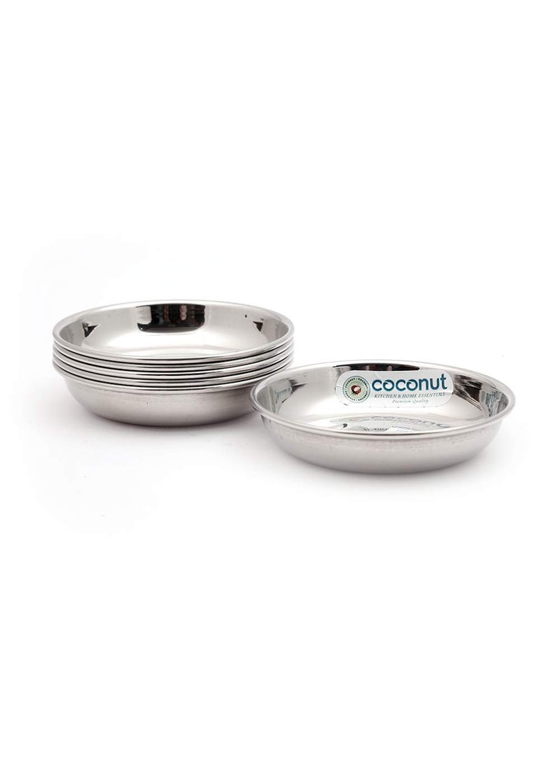 Coconut coconut Stainless Steel H1 Regular Halwa Plate/Serving Plates/Snacks Plate - Small - Pack of 6(Diameter - 18Cm)  - Image 1