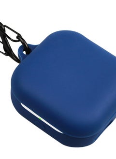 Compatible with Echo Buds 2023 Case Cover, Soft Silicone Shockproof Protective Case Skin for All-New Echo Buds (2023 Release) Charging Case with Carabiner, Front LED Visible (Blue+Black)