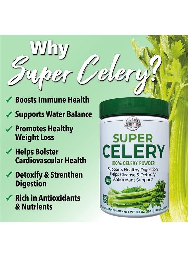 COUNTRY FARMS - Country Farms Super Celery Powder, 100% Celery Powder, Supports Healthy Digestion, Helps Cleanse & Detoxify, Antioxidant Support, 40 Servings, 11.3 Ounce (Pack of 1) - Image 1