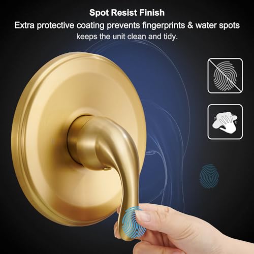 FROPO Brushed Gold Shower Tub Faucet Set With Valve - Gold Shower Head and Handle Set, Shower Faucet Set With 6 Inch Rain shower Head and Tub Spout, High-Pressure Tub Shower Trim Kit - Image 5