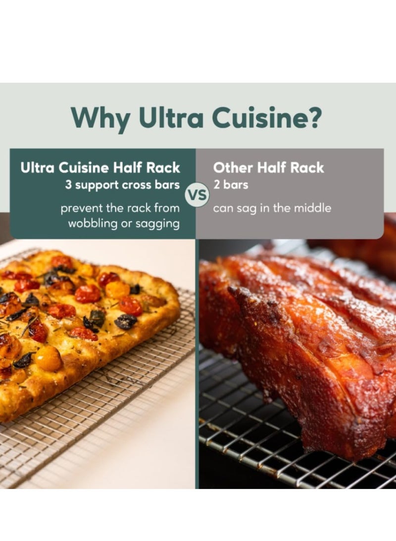 Ultra Cuisine Ultra Cuisine Oven-Safe, Dishwasher-Safe 100% Stainless Steel Cooling and Baking Rack Set Heavy Duty Tight-Wire - 11.5 x 16.5-inch - Set of 2 - Half Sheet Pan Cooling Racks - Image 5