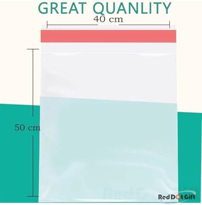 Red Dot Gift® 100 pcs (40X50+3cm) Plastic Bags self-sealing Cellophane Crystal Shiny Clear Cello Transparent Pouch Self-Adhesive Resealable for packing and  storage - Image 4