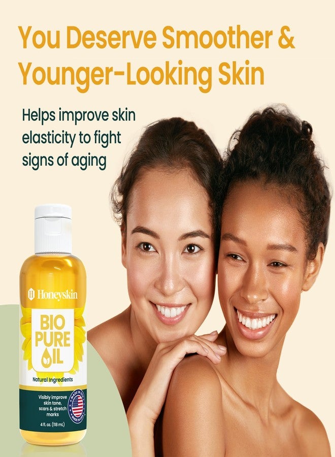 Honeyskin Bio Pure Skincare Oil - Moisturizer for Dry Skin - Pregnancy Stretch Mark Prevention - Oil for Scars - Stretch Mark Treatment with Sweet Almond for skin (4oz) - Image 3