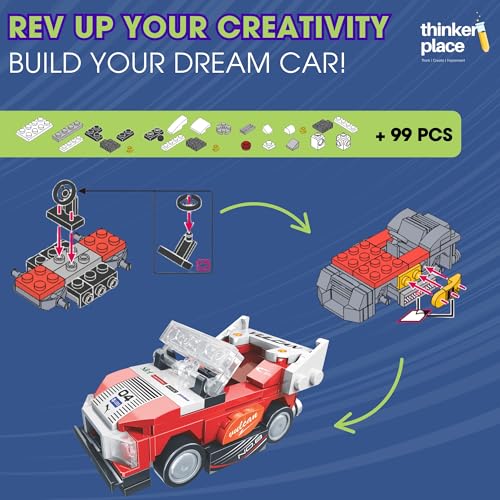 ThinkerPlace STEM F1 Racing Car Building Blocks Set (99 Pcs) | DIY Formula Car Toy for Kids 6+ Years (Boys & Girls) | Pull Back Racing Toy | Creativity & Engineering Skills Development | Red Color - Image 2