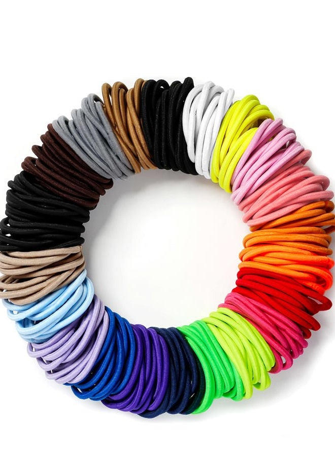 MoHern 203 Pieces Hair Ties No Damage, 4MM Hair Bands, 20 Colors Elastic Hair Ties for Thick Hair, Medium Size Ponytail Holders for Women and Girls - Image 1
