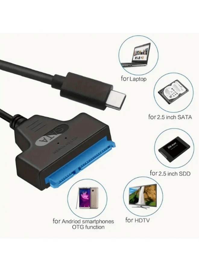 كابل محول من Type-C إلى قرص صلب SATA بسرعة عالية USB 3.1 – توصيل وتشغيل، قابل للتبديل الساخن، مؤشر LED، متوافق مع أجهزة اللابتوب والأجهزة اللوحية والهواتف المحمولة – لا حاجة لمصدر طاقة خارجي. - Image 3