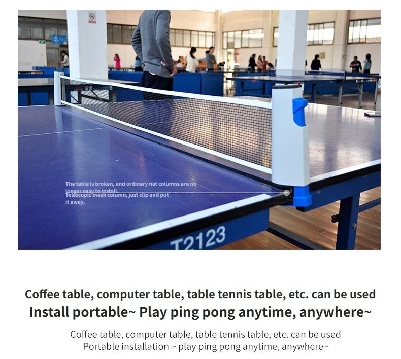 Complete Table Tennis Set with Two High Performance Bats, Retractable Net, Storage Bag and Three Balls for Indoor/Outdoor Family Fun Games - Black - Image 3