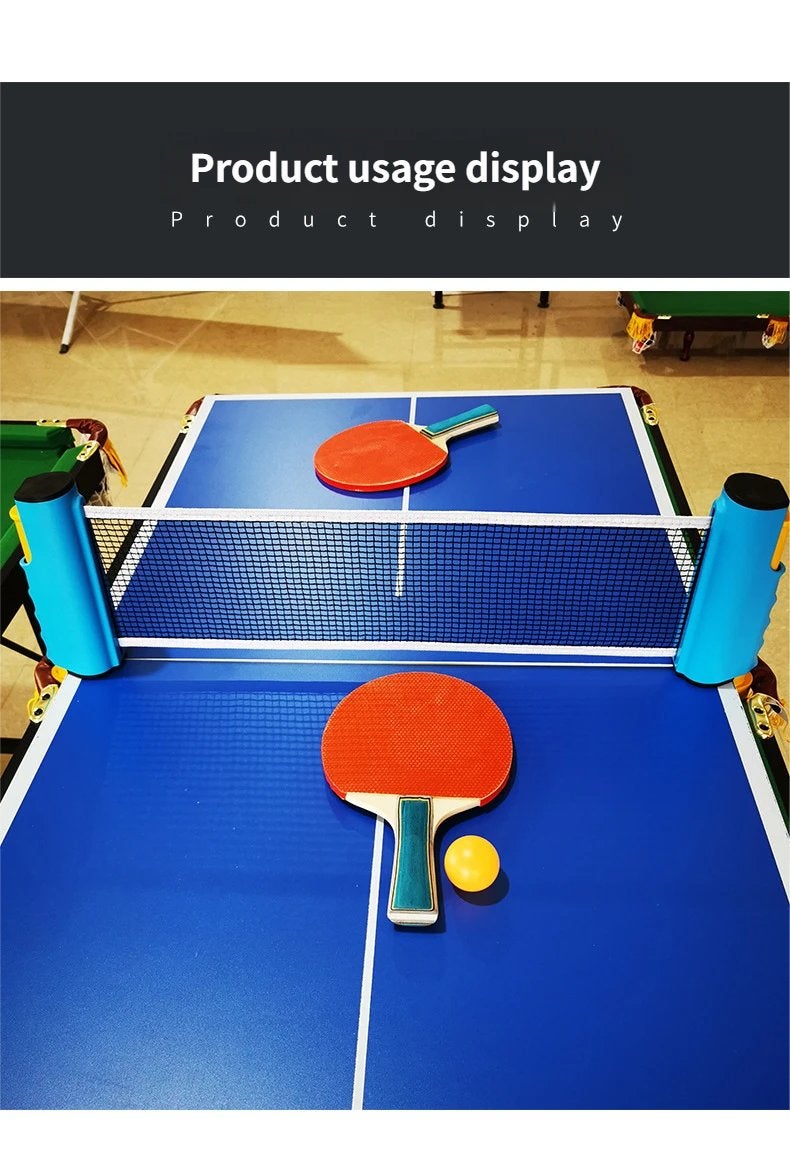 Complete Table Tennis Set with Two High Performance Bats, Retractable Net, Storage Bag and Three Balls for Indoor/Outdoor Family Fun Games - Black - Image 2