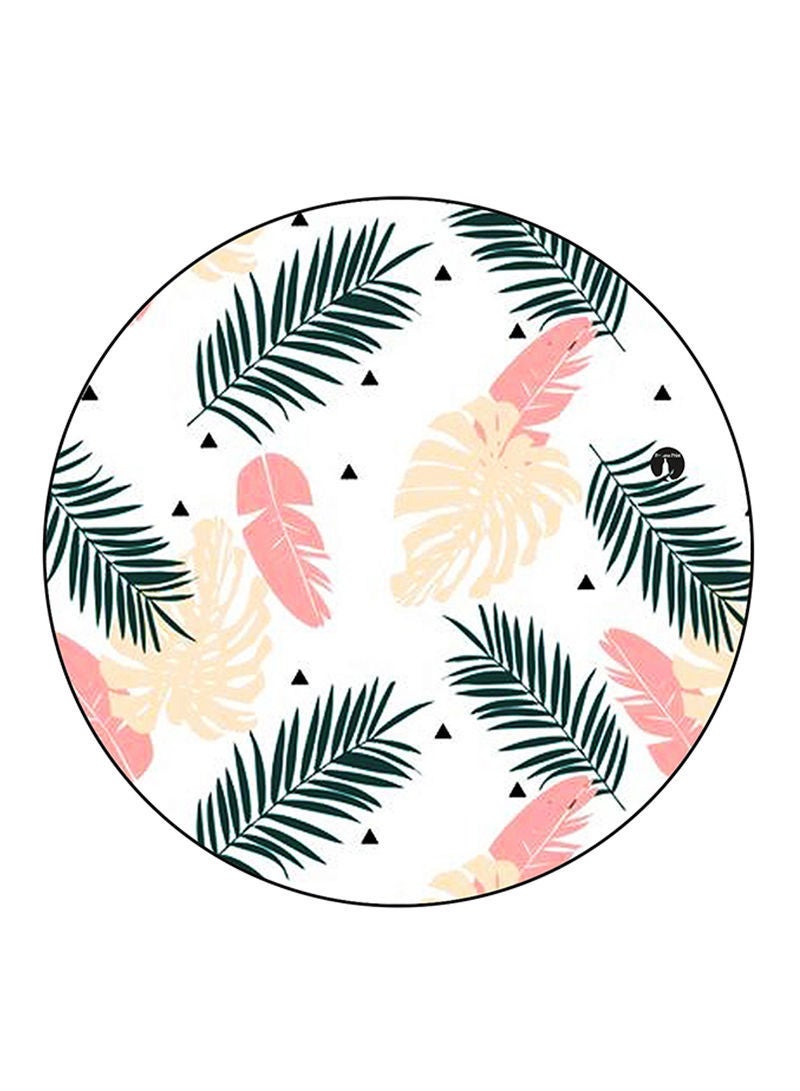 Leafs Printed Mouse Pad Round  Multicolour