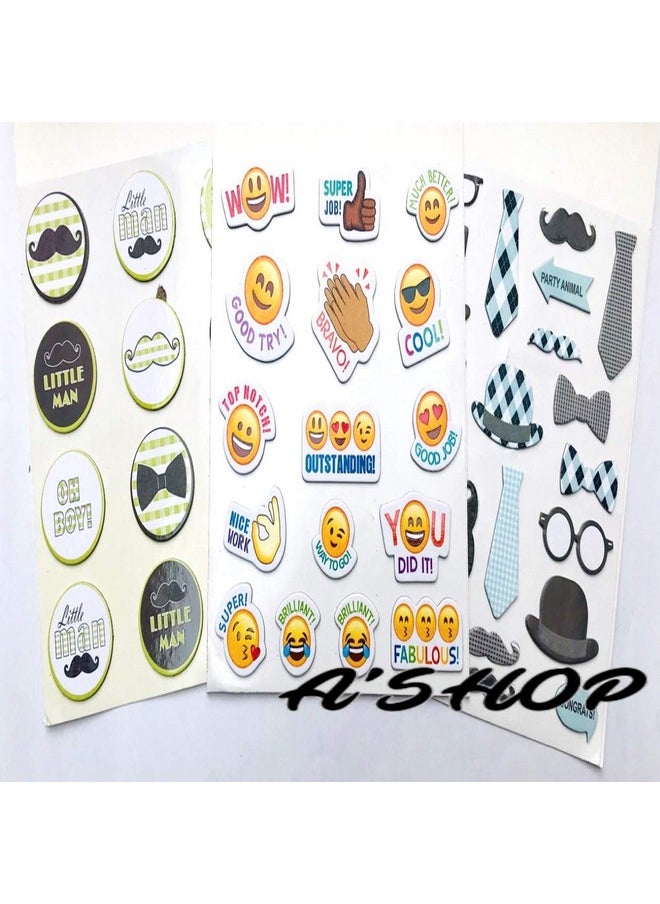 A'SHOP Attractive Moustache and Emojis Self Adhesive Handmade Stickers for Art and Craft(Set of 3) - pzsku/Z77AAE2DFCCD3886857F6Z/45/_/1741429229/85887aee-0f46-409a-8625-5353f09f43be