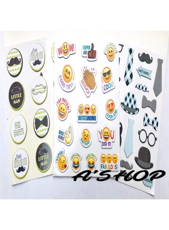 A'SHOP Attractive Moustache and Emojis Self Adhesive Handmade Stickers for Art and Craft(Set of 3) - Image 3