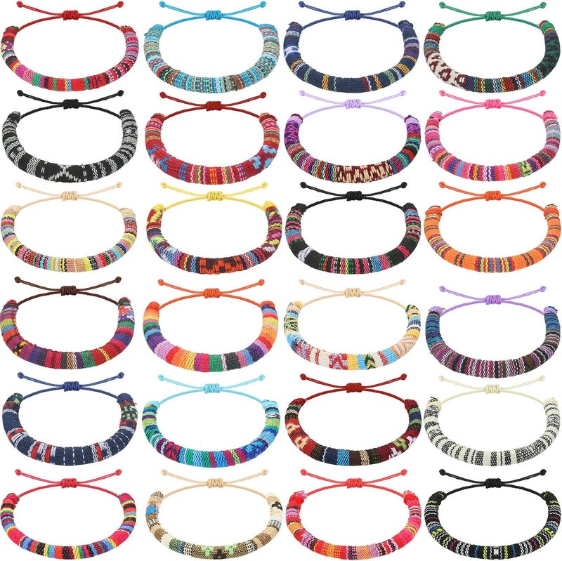 Sureio 24 Pieces VSCO Bracelets for Friendship Bracelets Woven Braided for Women and Men Boho Adjustable Ethnic Tribal Rope String - Image 1