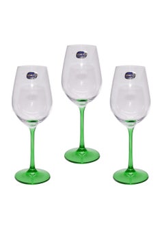 BOHEMIA Set Of 6  Large Green Stemware Glass 250 Ml 