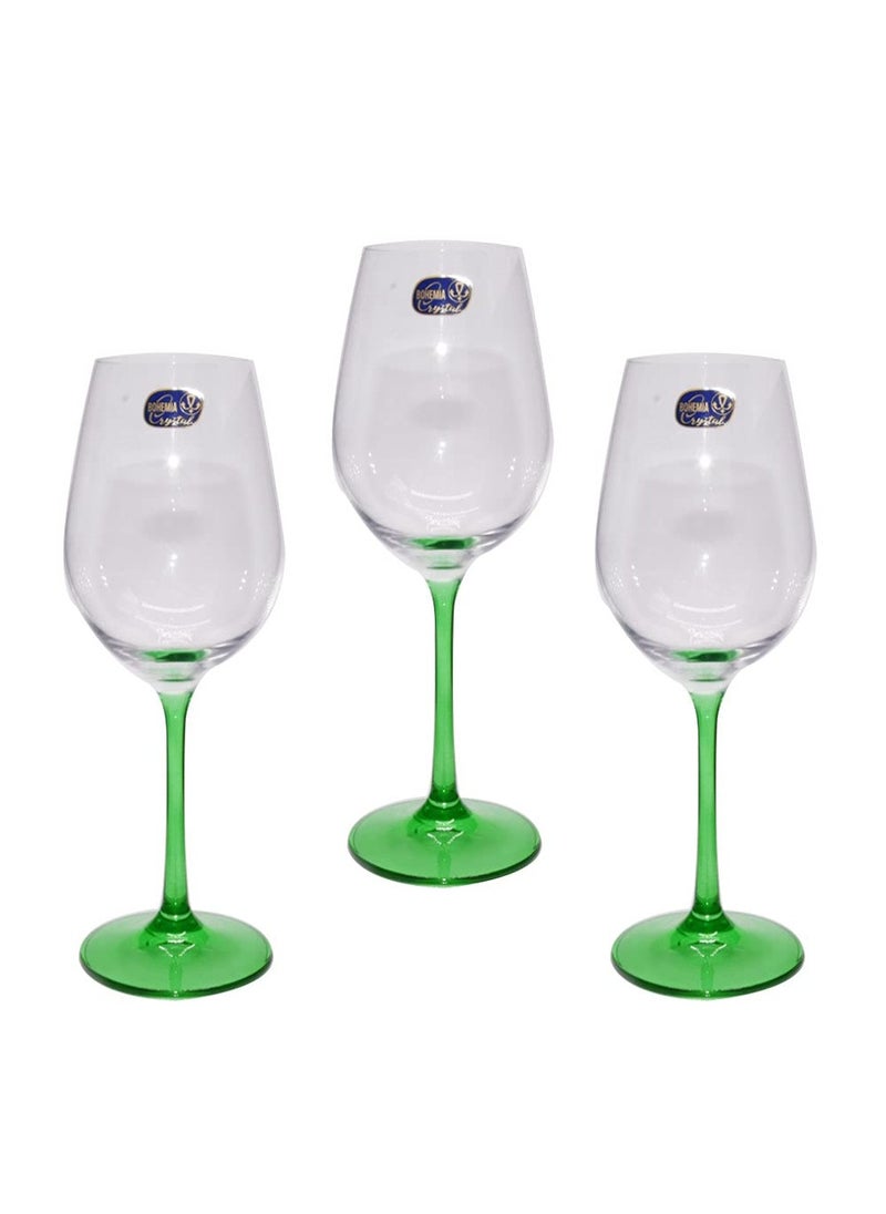 BOHEMIA - Set Of 6  Large Green Stemware Glass 250 Ml - Image 1