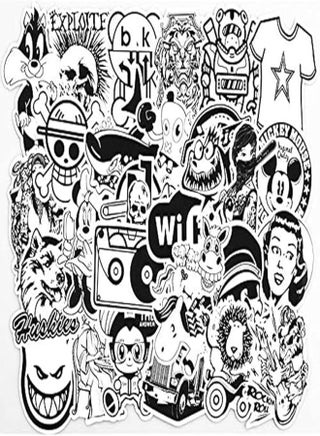 50 Pieces Set Waterproof Sticker,Black White Mixed Cartoon Stickers for Laptop,Car,Phone,Luggage Bike Stylin - pzsku/Z77AB07953E3299C13B64Z/45/1745184760/99b7c338-7946-4fb6-96a3-f0c5da6446cc