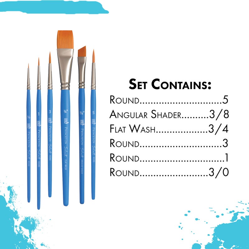 Princeton Select Artiste, Mixed-Media Brushes for Acrylic, Oil, Watercolor Series 3750, 6 Piece Value Set 121 - Image 3
