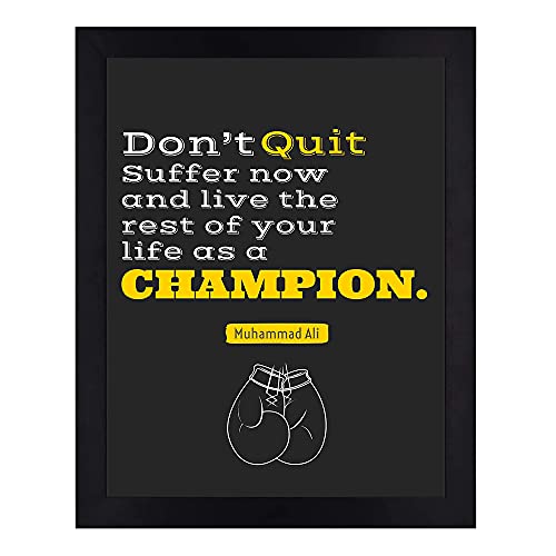 Interio Crafts Muhammad Ali Inspirational Motivational Quotes Framed Poster for Office and Home Wall Decor (Frame Size :13"X10" Inches) - Black - Image 1