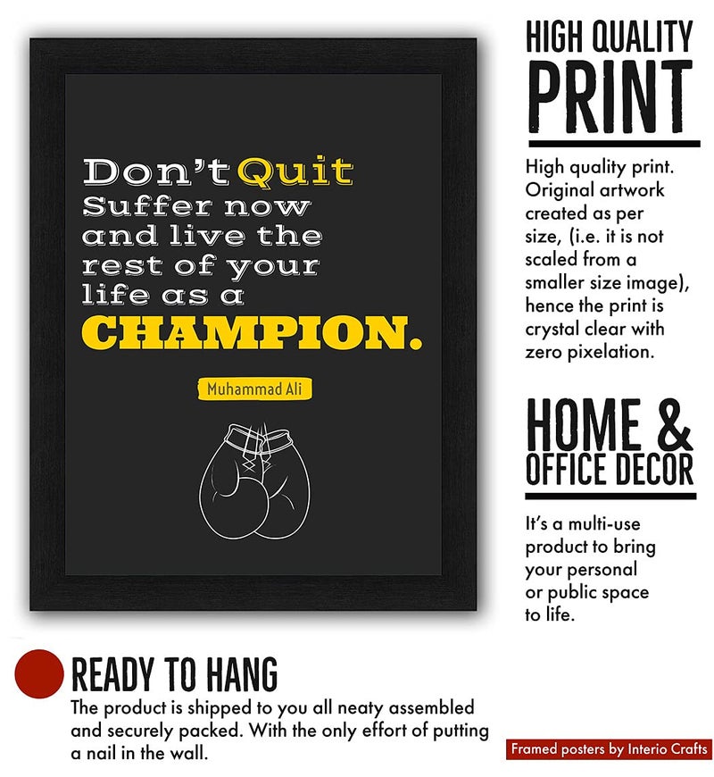 Interio Crafts Muhammad Ali Inspirational Motivational Quotes Framed Poster for Office and Home Wall Decor (Frame Size :13"X10" Inches) - Black - Image 3
