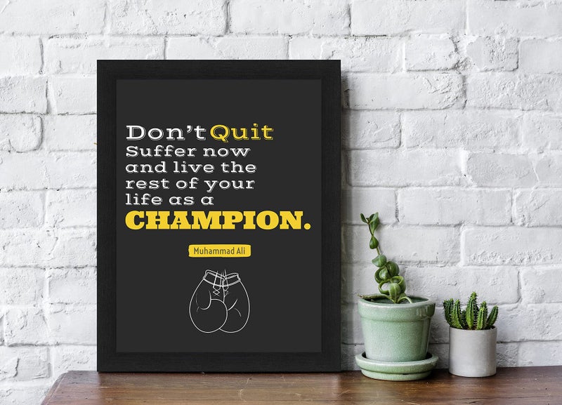 Interio Crafts Muhammad Ali Inspirational Motivational Quotes Framed Poster for Office and Home Wall Decor (Frame Size :13"X10" Inches) - Black - Image 2