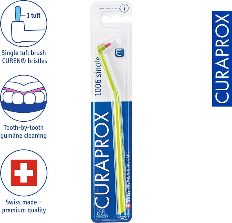 CURAPROX CS 1006 Soft Single Tuft Toothbrush I 1006 CUREN® Bristles for Precise & Gentle Plaque Removal | Promotes Healthier Gums and Teeth, Perfect for Detail Brushing, Single Pack - Image 1