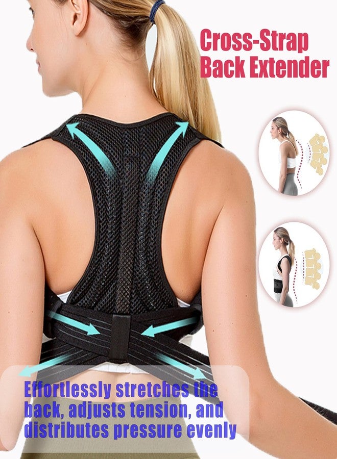 FVVWVV Posture Corrector for Women & Men Adjustable Lightweight Upper Back Brace Support Improve Posture Support Belt for Scoliosis Pain Relief From Shoulder Back Correct Hunchback（Black,Medium） - Image 3