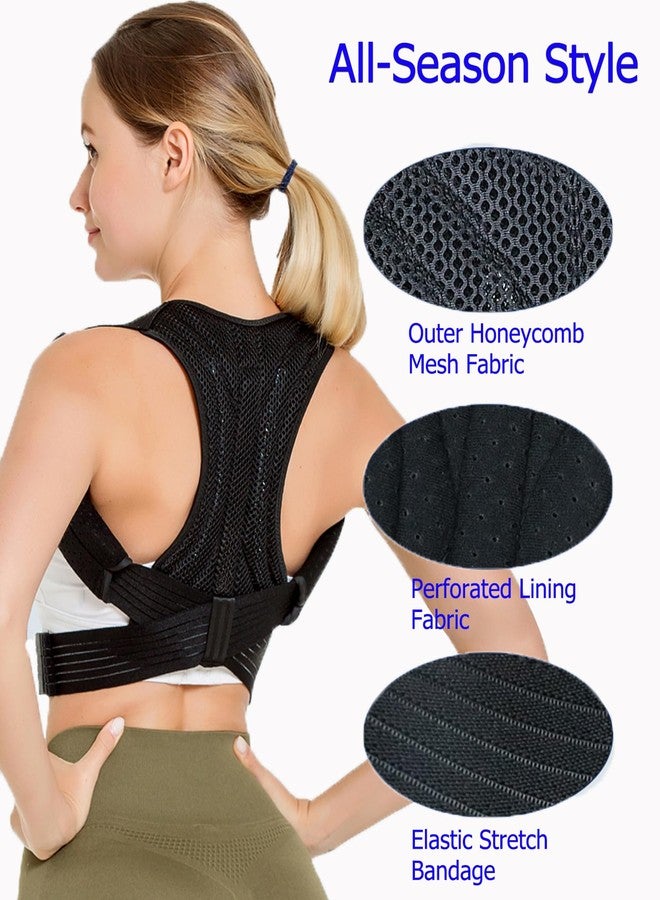 FVVWVV Posture Corrector for Women & Men Adjustable Lightweight Upper Back Brace Support Improve Posture Support Belt for Scoliosis Pain Relief From Shoulder Back Correct Hunchback（Black,Medium） - Image 5
