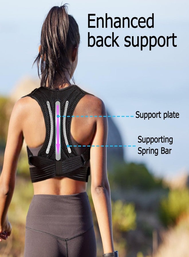 FVVWVV Posture Corrector for Women & Men Adjustable Lightweight Upper Back Brace Support Improve Posture Support Belt for Scoliosis Pain Relief From Shoulder Back Correct Hunchback（Black,Medium） - Image 2