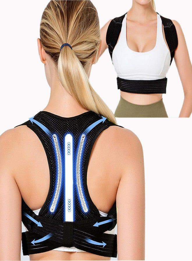FVVWVV Posture Corrector for Women & Men Adjustable Lightweight Upper Back Brace Support Improve Posture Support Belt for Scoliosis Pain Relief From Shoulder Back Correct Hunchback（Black,Medium） - Image 1