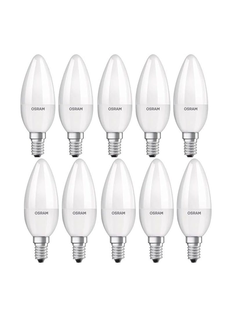 OSRAM Osram E14 Dimmable Candle Lamp LED Retrofit Classic B 4W Warm White 2700K  Frosted  - Pack of 10 - Image 1