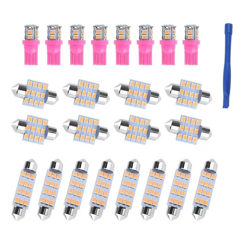 VKQTS 24PCS Interior Car Lights LED KitSuper Bright 6500K Interior Dome Light for Side MarkerMapLicenseTrunk LightUpgrade T1031mm42mm Car Lights Interiors Kit with Pry Tool Purple - Image 3