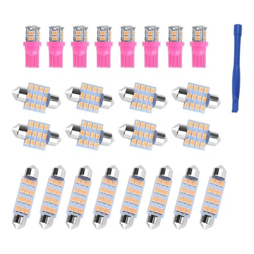 VKQTS 24PCS Interior Car Lights LED KitSuper Bright 6500K Interior Dome Light for Side MarkerMapLicenseTrunk LightUpgrade T1031mm42mm Car Lights Interiors Kit with Pry Tool Purple - Image 1