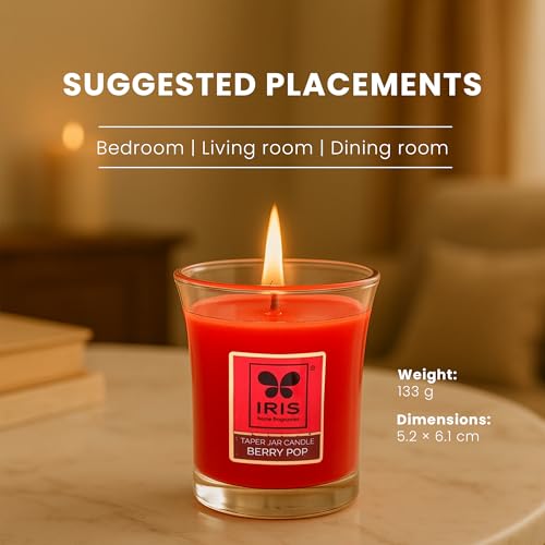IRIS Taper Jar Candle - Berry Pop Fragranced - Pack of 1. - Image 4