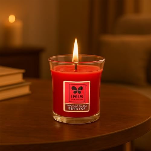 IRIS Taper Jar Candle - Berry Pop Fragranced - Pack of 1. - Image 1