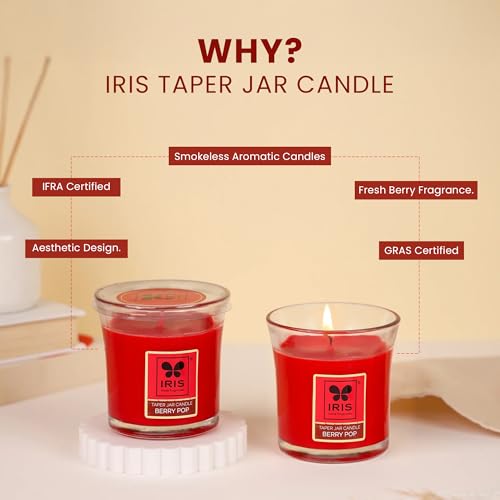 IRIS Taper Jar Candle - Berry Pop Fragranced - Pack of 1. - Image 3