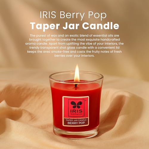 IRIS Taper Jar Candle - Berry Pop Fragranced - Pack of 1. - Image 2
