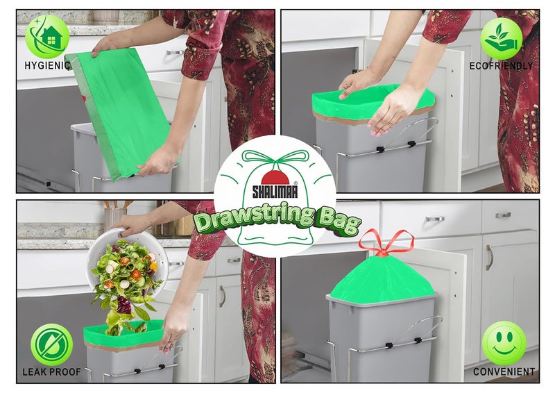 shalimar Shalimar Premium Drawstring Garbage Bags Lavender Fragrance Size 19 X 21 Inches Medium 180 Bags 6 Rolls Dustbin BagTrash Bag Green Color  - Image 5