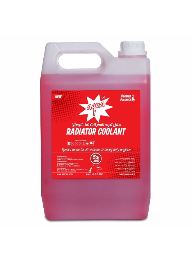 Aqua Radiator Coolant Red 5L | German Formula | Ready to Use Engine Coolant | Prevents Overheating & Corrosion | Car Radiator Coolant - Image 1