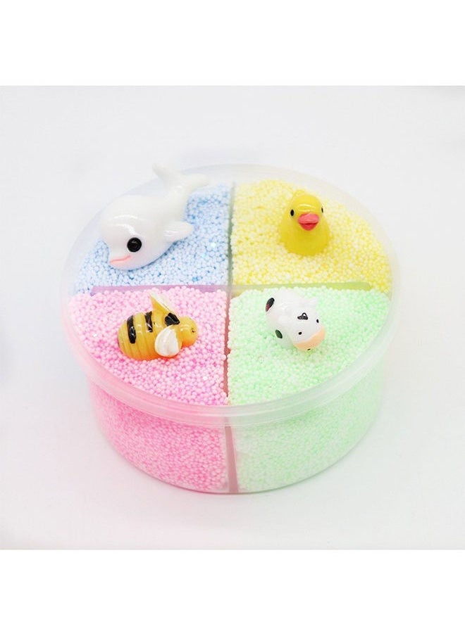 4-In-1 Donut Themed Stress Reliever Sturdy Durable Crystal Mud Slime Toy Set 7x5x7cm