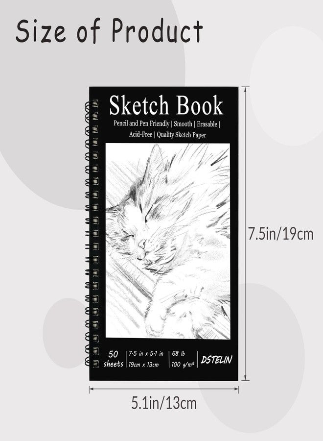 DSTELIN 2 Pack Spiral Bound Sketchbooks, 50 Sheets per Pack, 7.5" x 5.1" Sketchbook with Black Hard Cover for Painting, Drawing and Sketching - Image 2