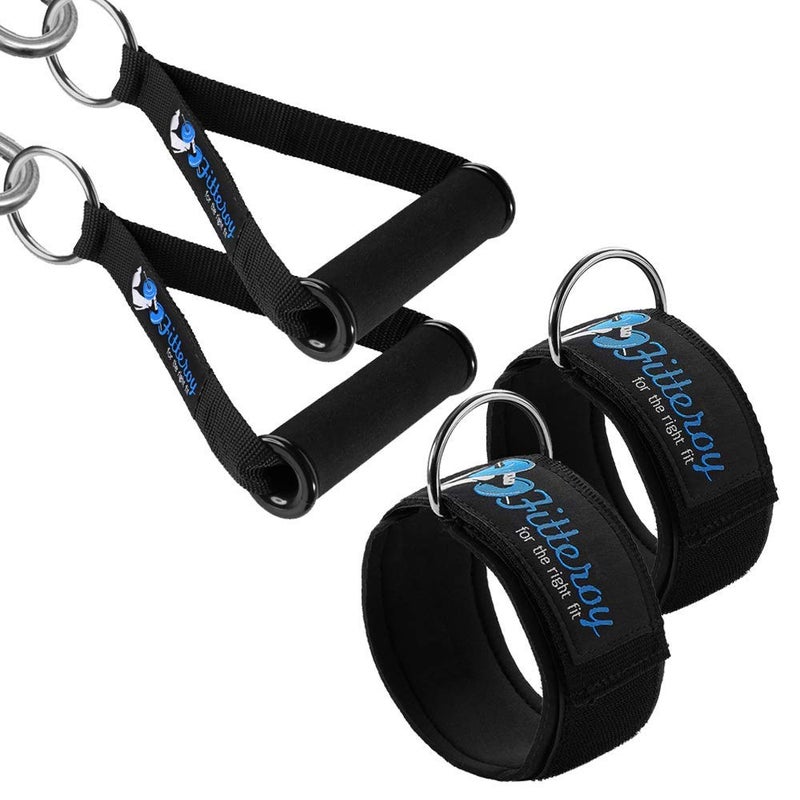 Fitteroy Cable Machine Attachments Handles and Ankle Straps Set - Replacement Gym and Home Gym Accessories - Exercise Straps and Handles for Resistance Bands - Image 3