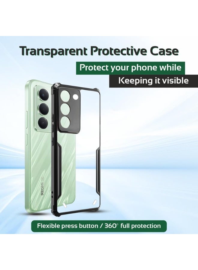 Redmi 15 Back Cover Transparent Non-yellowing Crystal Clear Hard PC Back Case with TPU Bumper Drop Protection Case Cover for Redmi 15 - Image 4