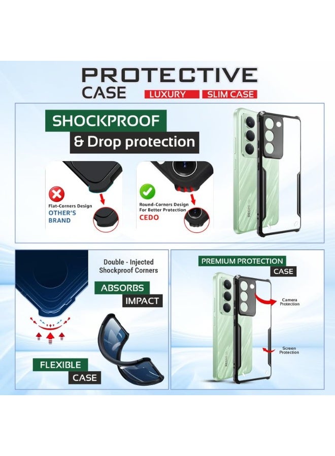 Redmi 15 Back Cover Transparent Non-yellowing Crystal Clear Hard PC Back Case with TPU Bumper Drop Protection Case Cover for Redmi 15 - Image 3