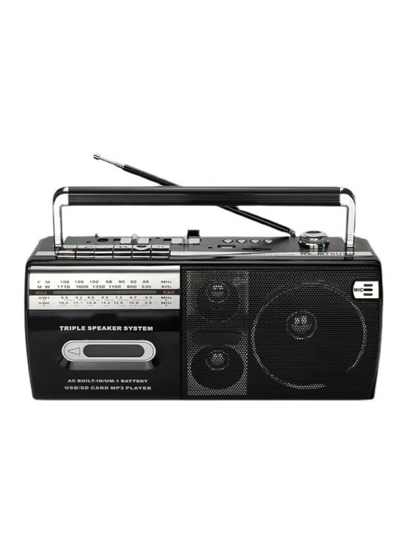 WALALLA Retro Boombox, FM Radio Bluetooth Player Recorder, Retro Radio Cassette Player, Convert Cassettes To USB/SD, Portable Outdoor HiFi Speakers, Multi-band FM/AM/SW,Classic 80s Style Retro for Family Gathering Travel - Image 3