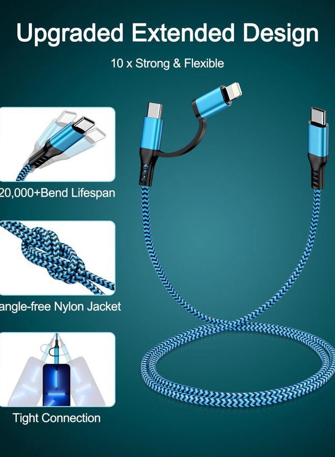 Haoano USB C Multi Charging Cable, USB-C to Lightning/Type C Cord Fast Charging Data Wire 2 in 1, [2Pcs/6FT] Braided Android & iPhone Cord USBC for iPhone 17 Air 16 15 Pro Max 14 13 12 11 iPad Galaxy Pixel - Image 5