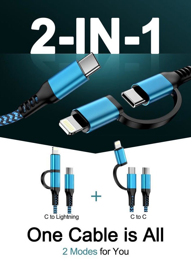 Haoano USB C Multi Charging Cable, USB-C to Lightning/Type C Cord Fast Charging Data Wire 2 in 1, [2Pcs/6FT] Braided Android & iPhone Cord USBC for iPhone 17 Air 16 15 Pro Max 14 13 12 11 iPad Galaxy Pixel - Image 3