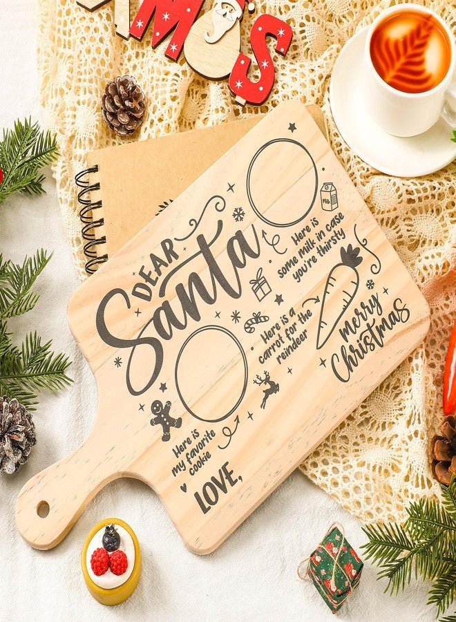 Sliner Christmas Santa Cookie Plate Wooden Milk and Cookie Snack Tray for Kids Christmas Eve Treats Serving Board Platter for Reindeer Wooden Tray Plate for Traditions Decoration Supplies - Image 3
