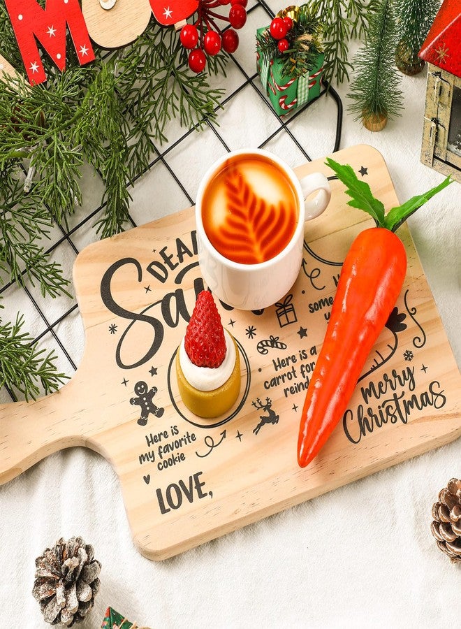 Sliner Christmas Santa Cookie Plate Wooden Milk and Cookie Snack Tray for Kids Christmas Eve Treats Serving Board Platter for Reindeer Wooden Tray Plate for Traditions Decoration Supplies - Image 5