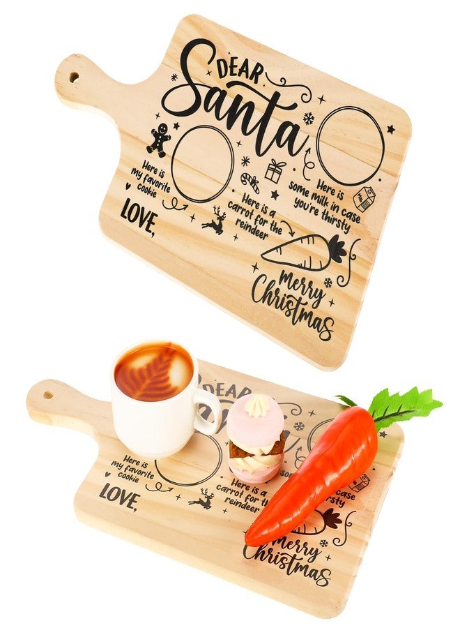 Sliner Christmas Santa Cookie Plate Wooden Milk and Cookie Snack Tray for Kids Christmas Eve Treats Serving Board Platter for Reindeer Wooden Tray Plate for Traditions Decoration Supplies - Image 1